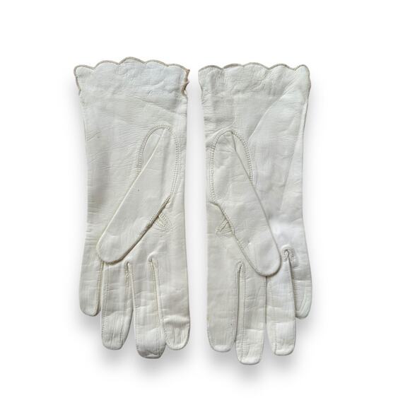 VTG Lavabile Italy Leather Ivory Glove W/Floral  Size 6 - Picture 2 of 7